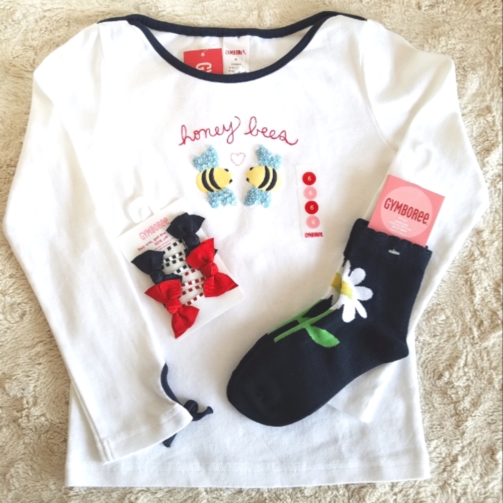 Honey Bee long sleeve tee + accessories Gymboree "Wish you were here"  size 6